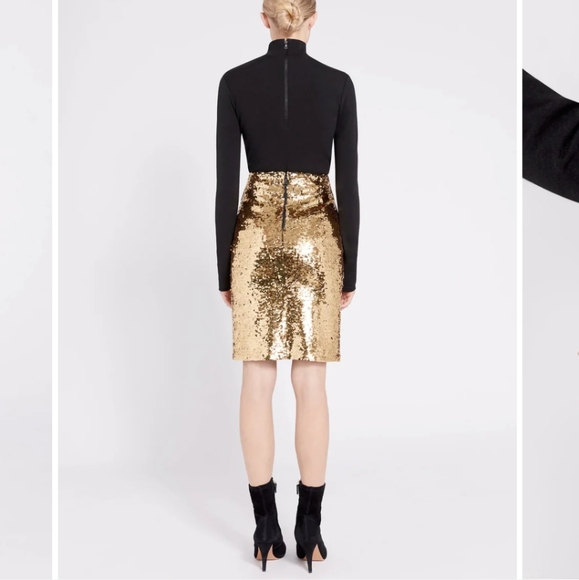 Alice + Olivia Ramos Fitted Gold Sequin Skirt Size 2 - Picture 4 of 16